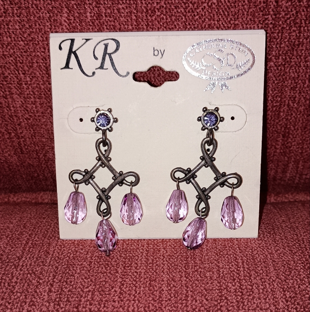 Catherine Stein From Kim Rogers Chandelier Silver lavender dangle earrin…